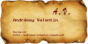 Andrássy Valentin névjegykártya